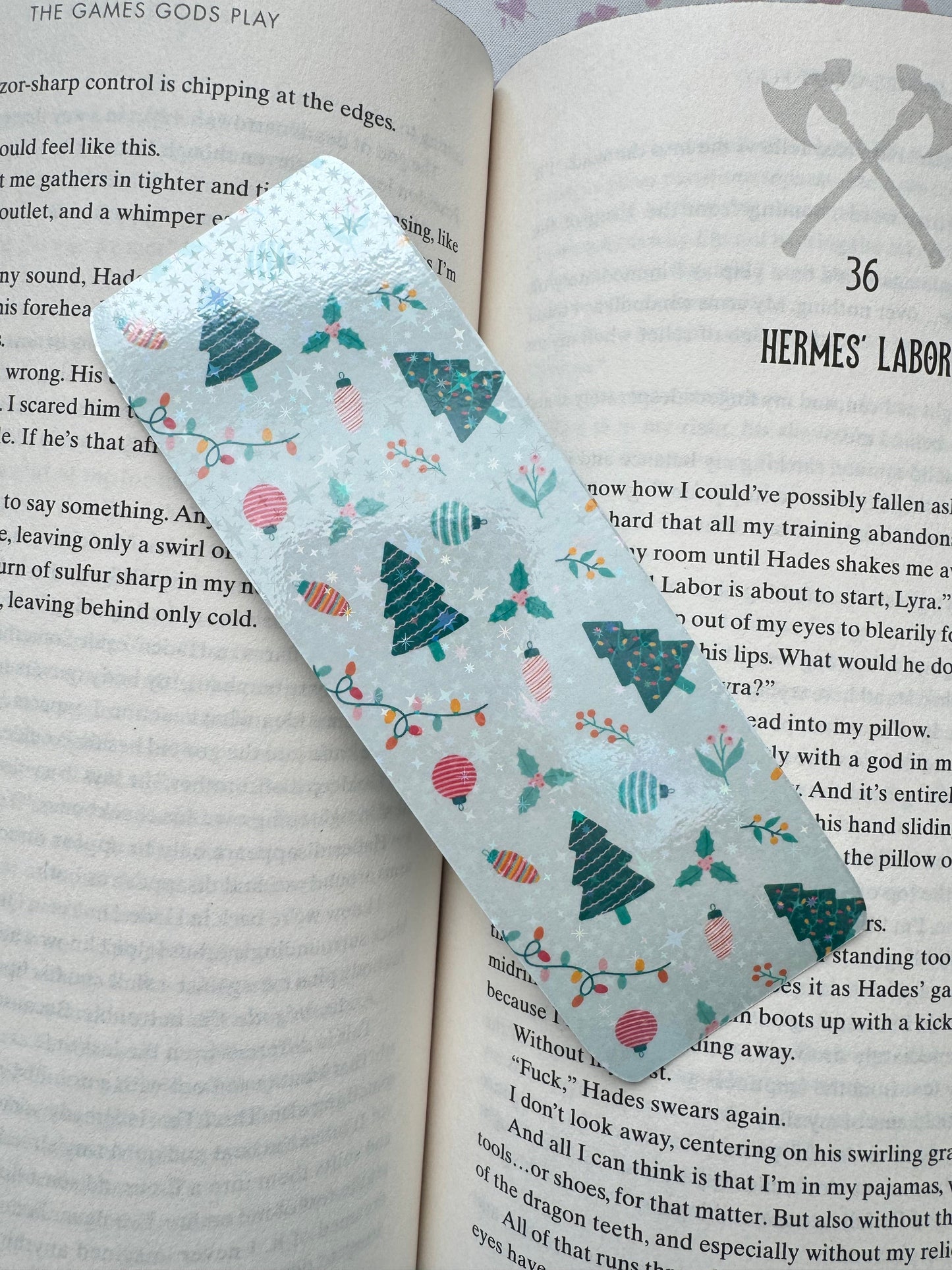 Trees and Bulbs Christmas Bookmark