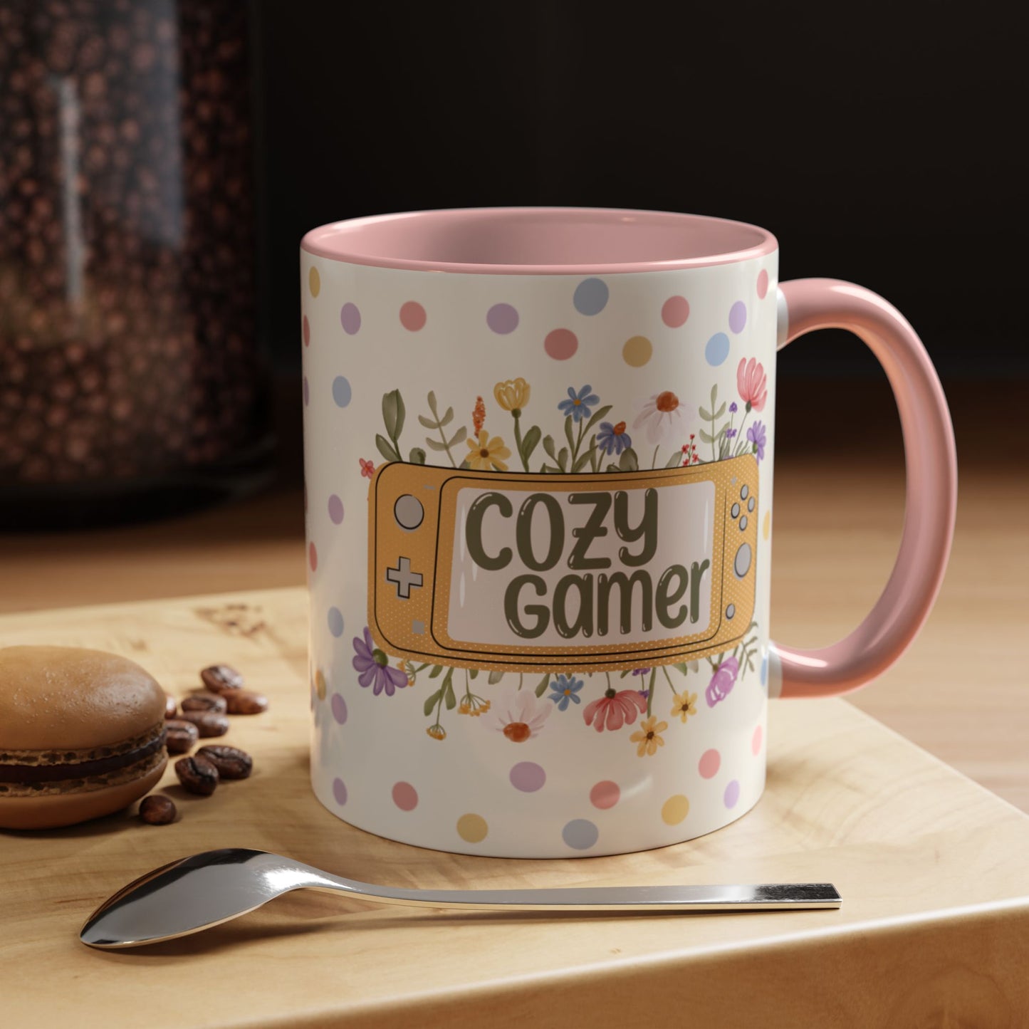 Cozy Gamer Floral Pink Coffee Mug