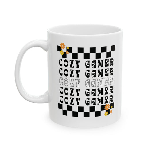 Cozy Gamer Checker Ceramic Mug 11 oz