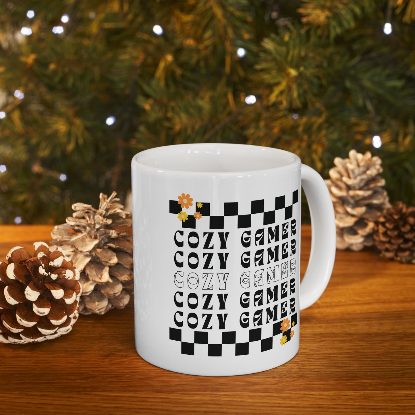 Cozy Gamer Checker Ceramic Mug 11 oz