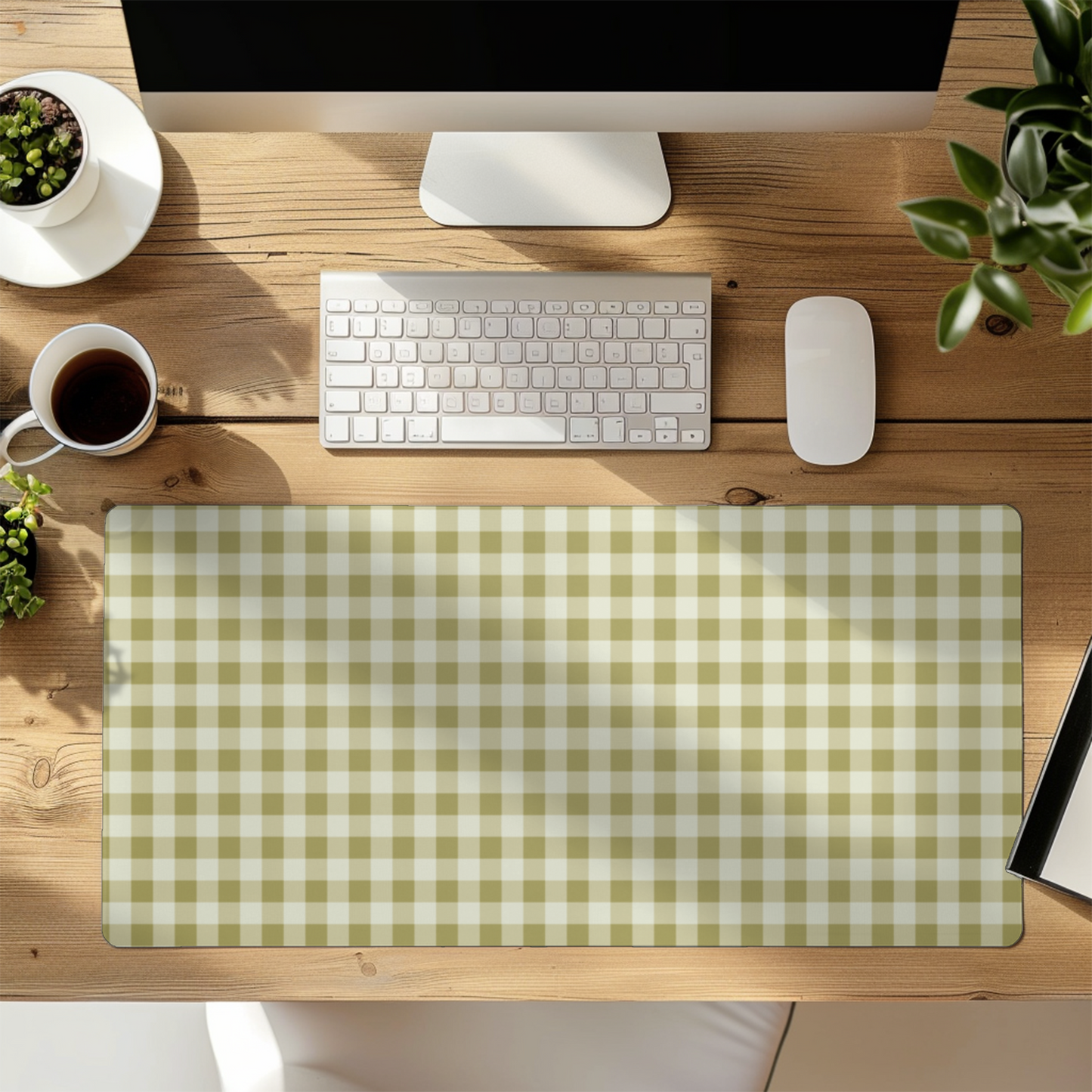 Green Gingham Gaming mouse pad