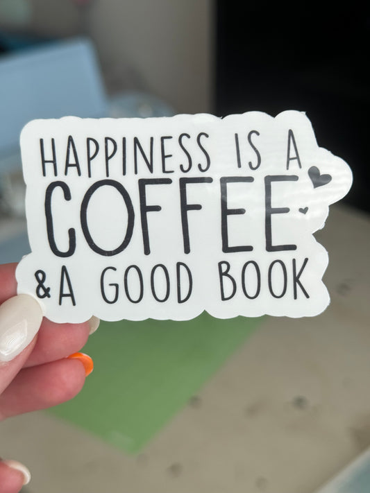 Happiness is Coffee & A Good Book Sticker