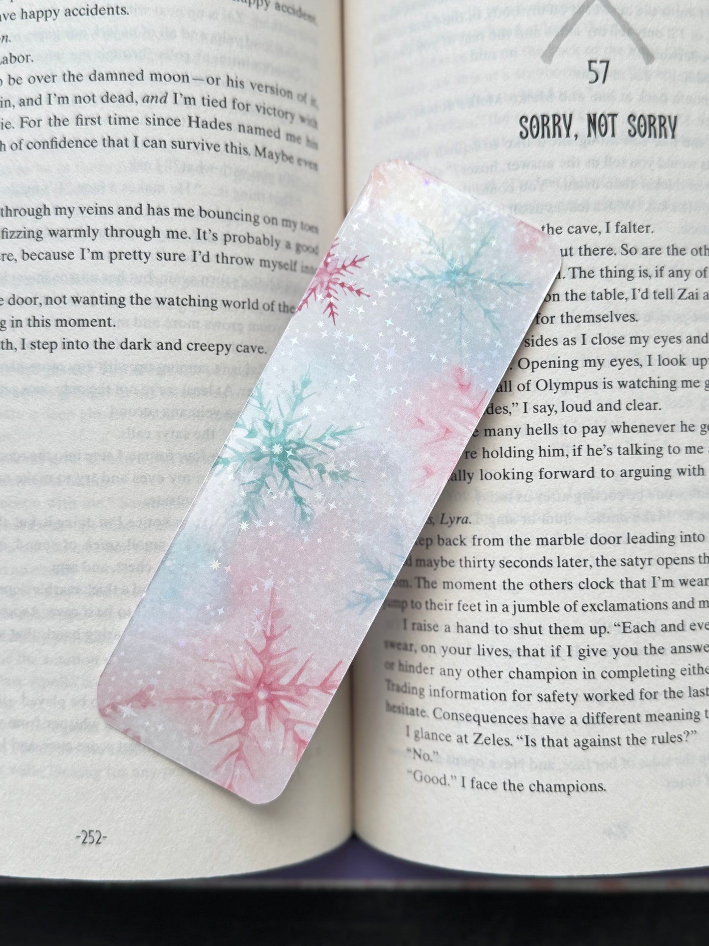 Pink Snowflakes Christmas Bookmark