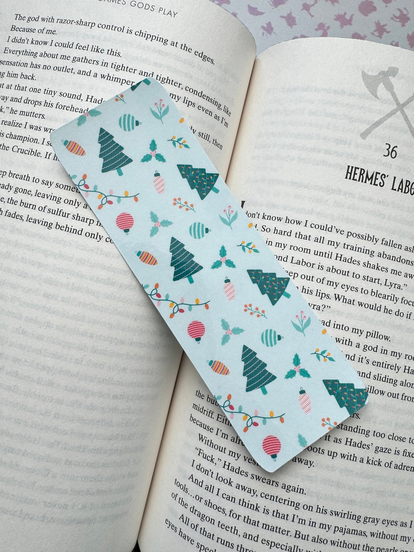 Trees and Bulbs Christmas Bookmark