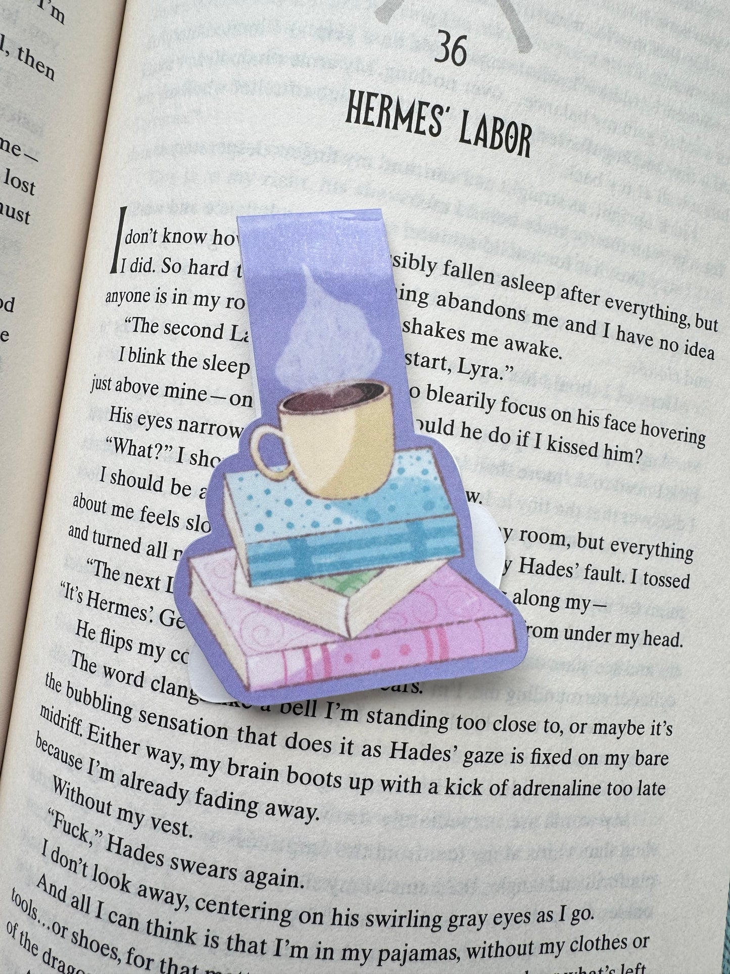 Books and Coffee Lilac Magnetic Bookmark