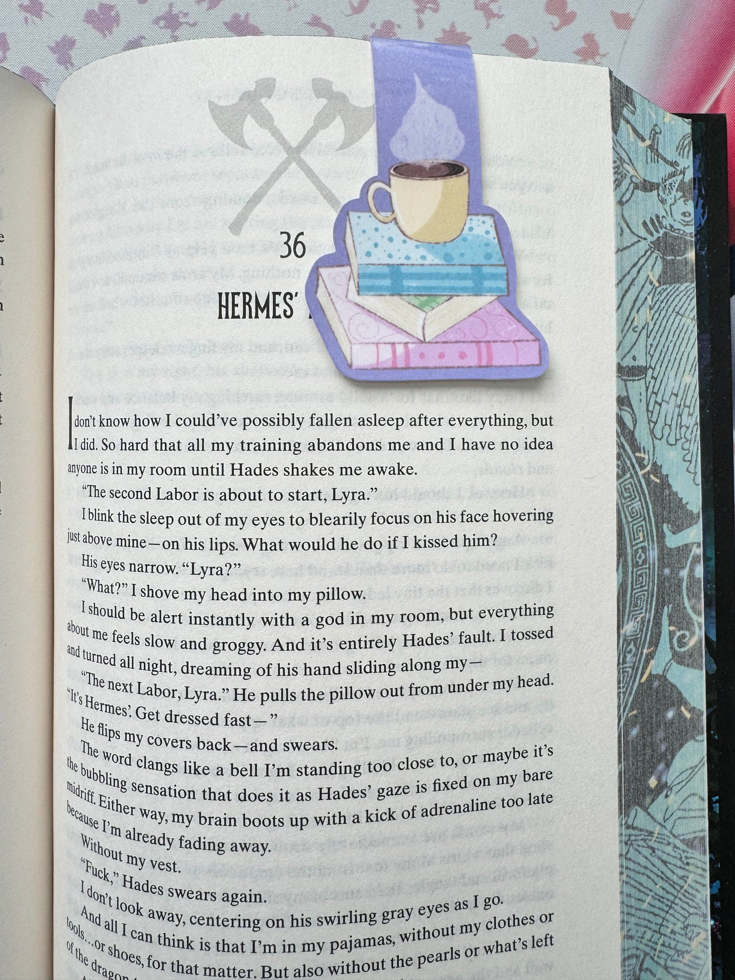 Books and Coffee Lilac Magnetic Bookmark