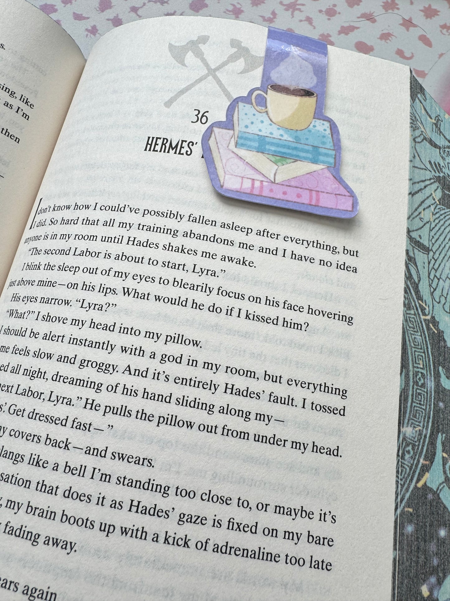 Books and Coffee Lilac Magnetic Bookmark