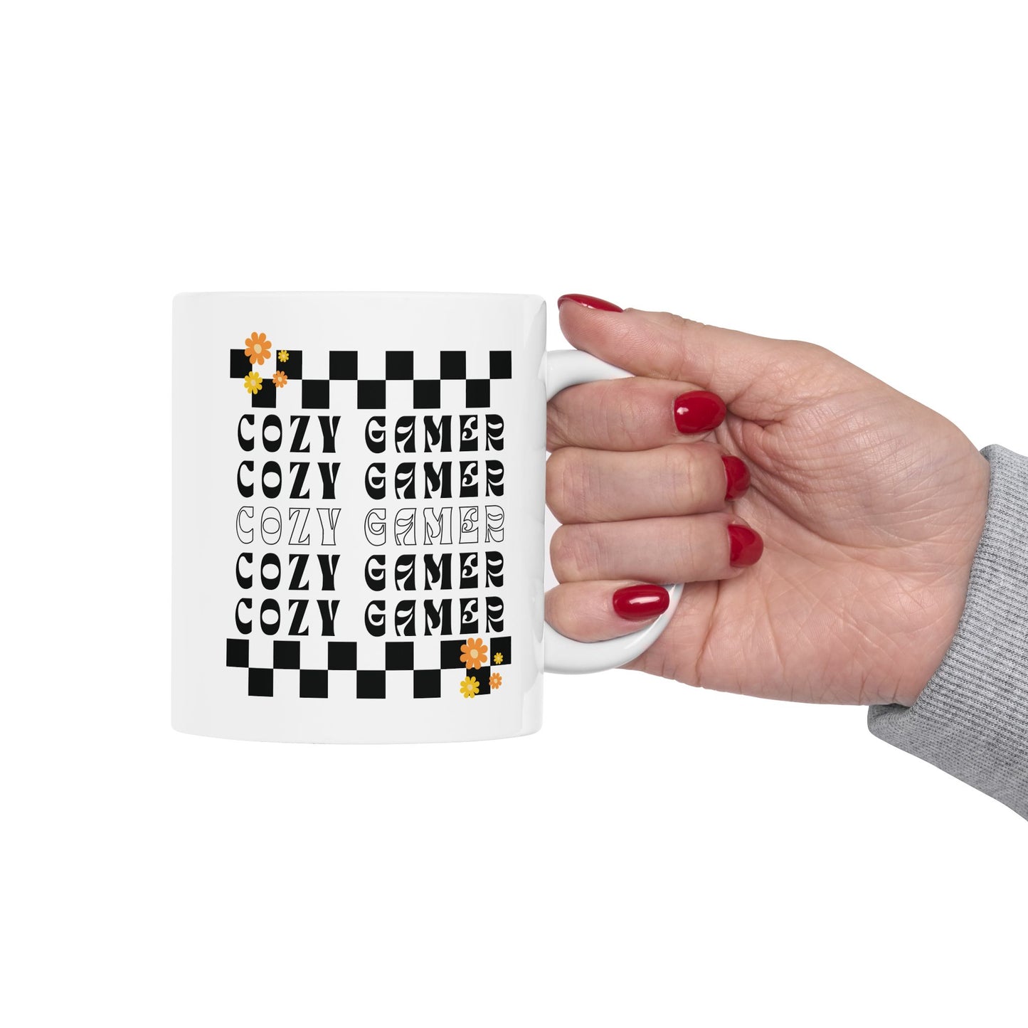 Cozy Gamer Checker Ceramic Mug 11 oz