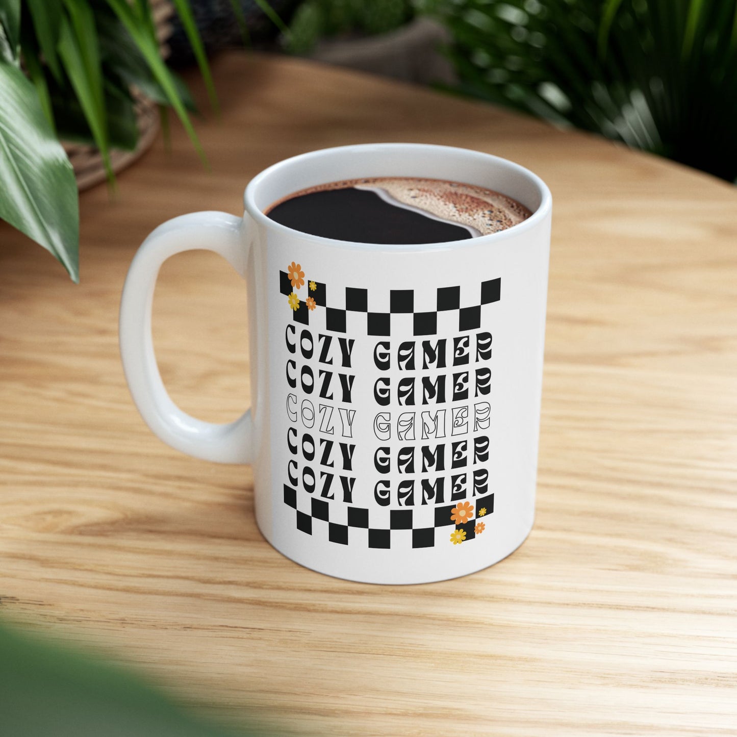 Cozy Gamer Checker Ceramic Mug 11 oz