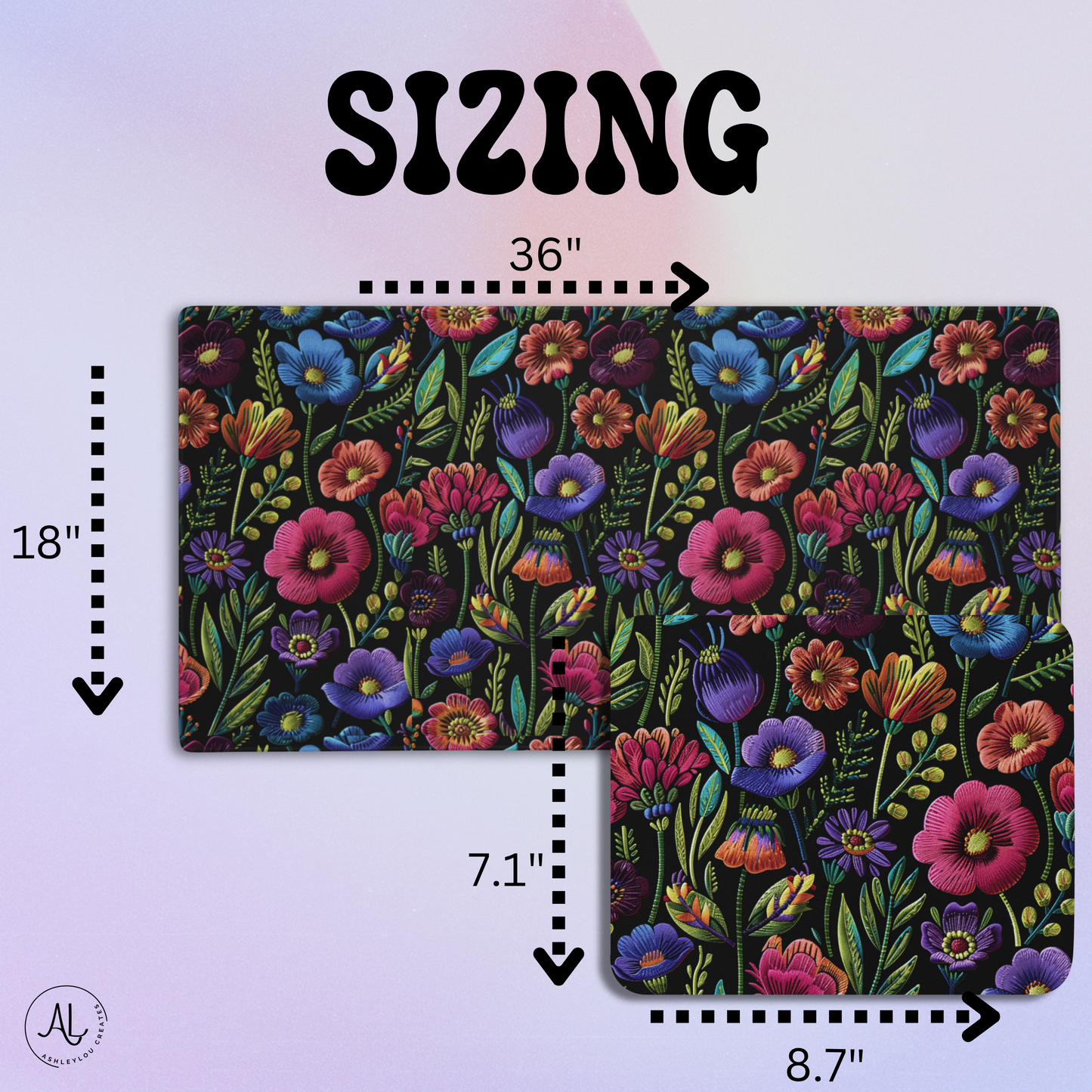 Black Floral Gaming Mouse Pad