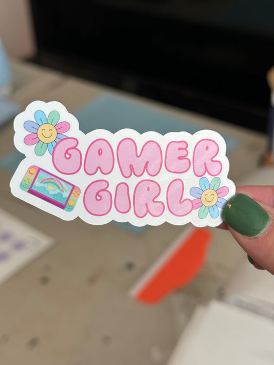 Gamer Girl Retro Sticker