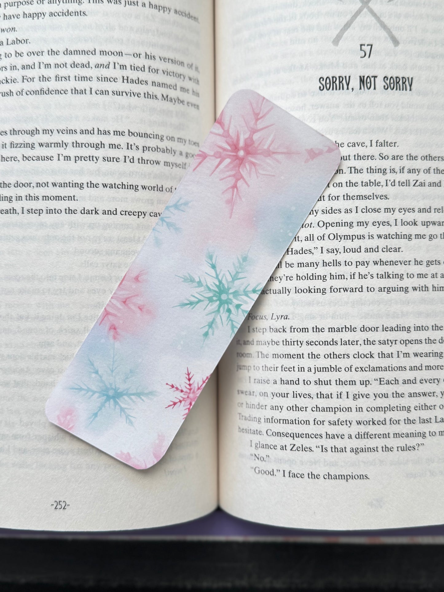 Pink Snowflakes Christmas Bookmark