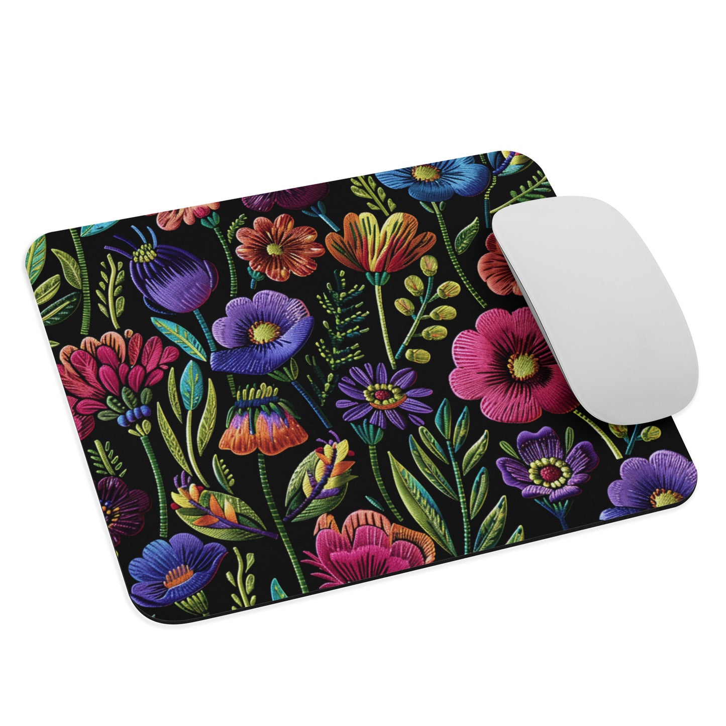 Black Floral Gaming Mouse Pad